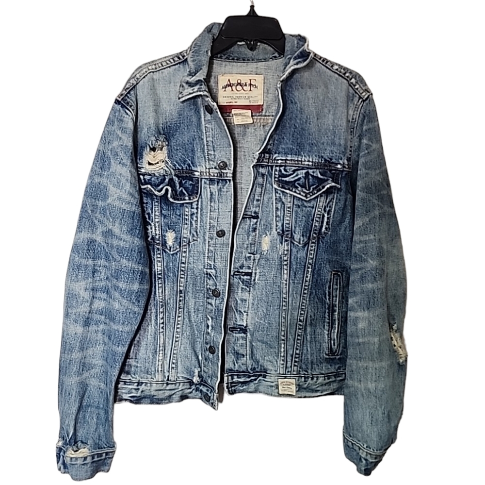 Vintage Abercrombie & Fitch Distressed Denim Jacket. Size Large